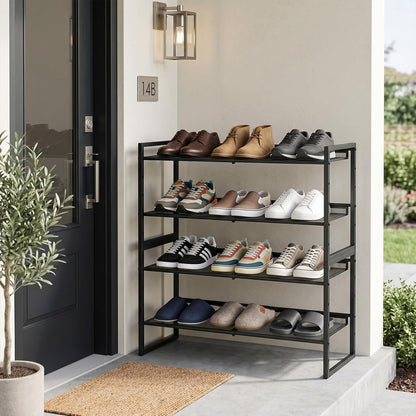 Garden 4 you Shoe Rack - Expandable Shoe Organizer for Closet, Metal Shoe Shelf Organizer, Stackable Adjustable Shoe Storage Shelf for Entryway, Garage, Door Entrance (2-Tier)
