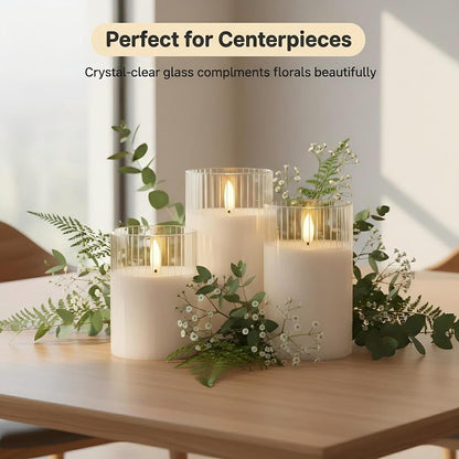 ANGELLOONG Flickering Flameless Candles, Realistic Battery Operated Candles with Remote and Timer, Set of 3 LED Candles for Room Fall Home Wedding Decor Centerpieces Table Party Valentines Decorations