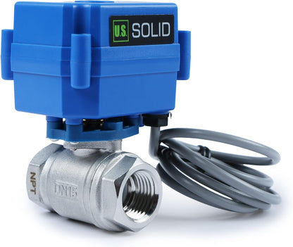 U.S. Solid Water Leak Detector with Auto Shut-Off Valve & Sound Alarm, 1" NSF Certified 304SS Motorized Ball Valve with 3 Sensors, Smart Sensor System for Water Heaters, Laundry & Flood Prevention