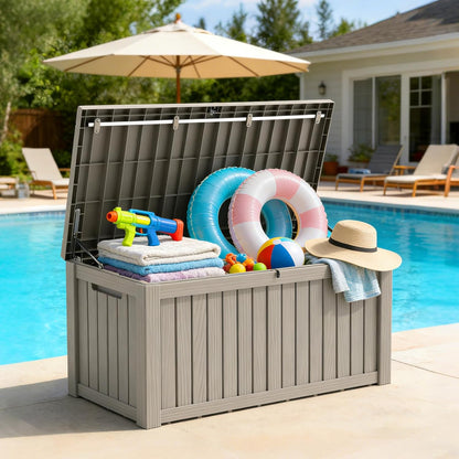 Outdoor Storage Box, 50 Gallon Waterproof Deck Storage Box, Lockable Patio Storage Bins for Package Delivery, Porch, Garden Tool, Cushions, Anti-Theft Weatherproof & UV-Resistant Parcel Drop Box