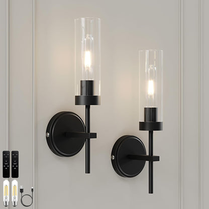 Gold Battery Operated Wall Sconce Set of 2, Wireless Wall Sconces with Remote Control, Rechargeable 3000K Dimmable Wall Light for Bedroom Living Room Bathroom Hallway Entryway Stairwell