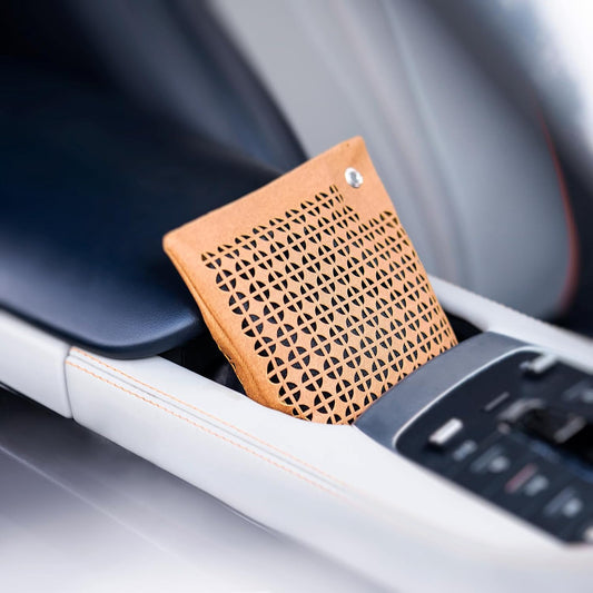 THEDOTS Leather Car Charcoal Odor Absorber, 2x500g, Brown & Grey | Sleek leather design, no messy charcoal dust, reusable up to 3 years, perfect odor eliminator for car, home & pets