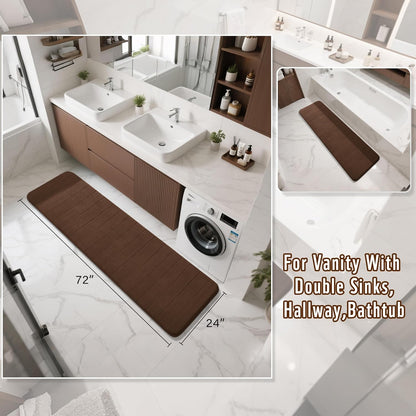 Yimobra Memory Foam Bath Mat, Super Soft Absorbent Bathroom Rug Non Slip, Quick Dry, Machine Washable Floor Carpet for Tub Shower, Home Decor Accessories, 24x17, Grey
