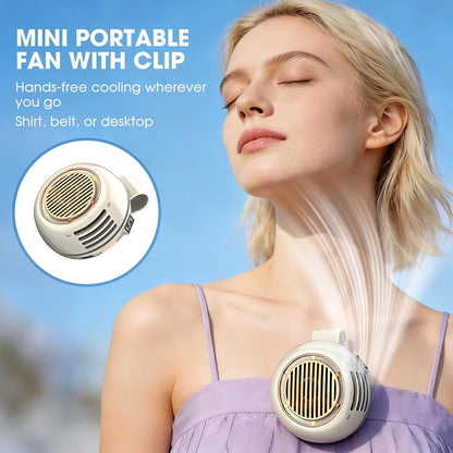 Portable Silent Mini Bladeless Fan Clip On, 2026 Upgrade Adjustable 5 Speed, LED Digital Display, 360° Rotatable, USB Rechargeable, For Outdoor, Travel, Office (Pink)