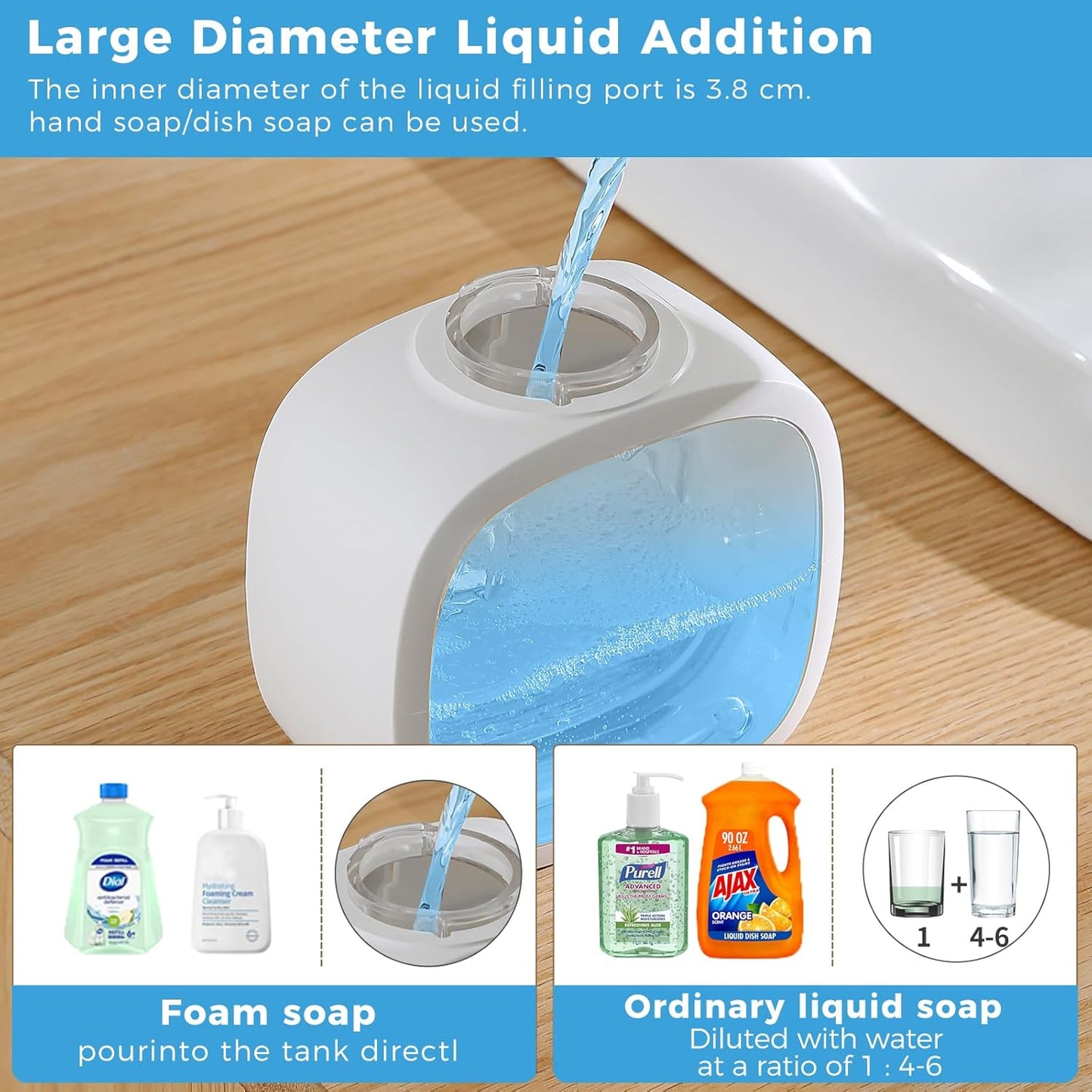 Automatic Foaming Soap Dispenser, 17oz/500ml Touchless Rechargeable with 4-Level Adjustable & IPX5 Waterproof - Level Display for Wall/Tabletop Use in Bathroom, Kitchen, Black