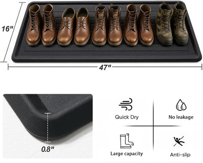 HIYARD Rubber Boot Tray for Entryway, Multipurpose Boot Mat, Shoe Tray, Shoe Mat for Indoor and Outdoor, 16x27.5, Black