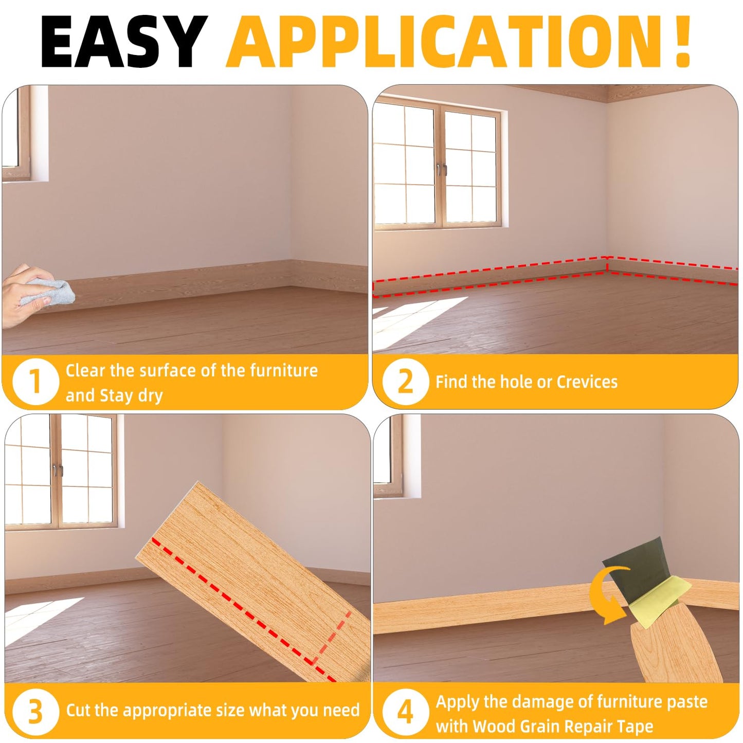 GSCIT Club Wood Grain Repair Tape, 2.4 inch X 15ft Self Adhesive Maple Grain Repair Patch for Tables, Chairs, Baseboards, Doors, Windows, Floors, Handicraft DIY. - Colors A