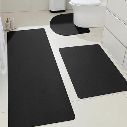 ACCUMTEK Non Slip Bath Mat, Thin Bathroom Rugs Fit Under Door, Quick Dry Bath Mats, Machine Washable Bath Rugs for Bathroom, Bathtub & Kitchen, Grey/Bordered/24 x17