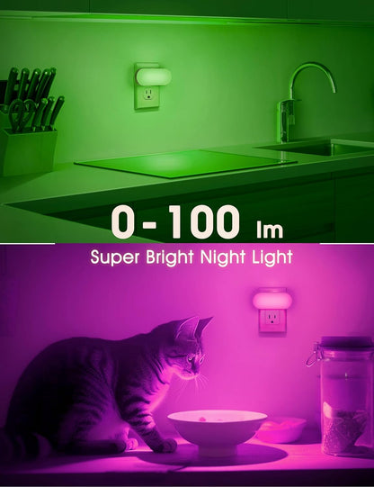 DORESshop Led Night Light, Plug into Wall, [2 Pack] with Dusk to Dawn Sensor, 1W 5000K Dimmable Night Light from 0LM to 100LM for Bathroom Hallway Bedroom Kids Room Stairway