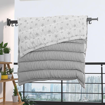Dr.DJ Clothes Drying Rack for Laundry, Retractable Clothes Hanger Rack Wall Mounted Folding Indoor, Drying Rack, Space Saver Clothes Rack,Collapsible (Tri-Fold) with 18 J-Hooks Laundry Rack White