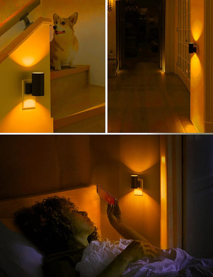 L LOHAS LED Night Light Plug in, Night Lights Plug into Wall, Light Sensor, 0-100LM Soft White 3000K, Dimmable Night Light, Modern Nightlight for Kids Bathroom Hallway Bedroom Kitchen Stairway, 2 Pack