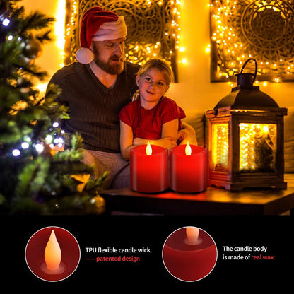 3x3 Flickering Flameless Candles Set of 2, 2AA Battery Life 600 Hours Battery Candles Flickering with Timer,3 inch Flameless Candles with Remote for Indoor/Outdoor, Ivory