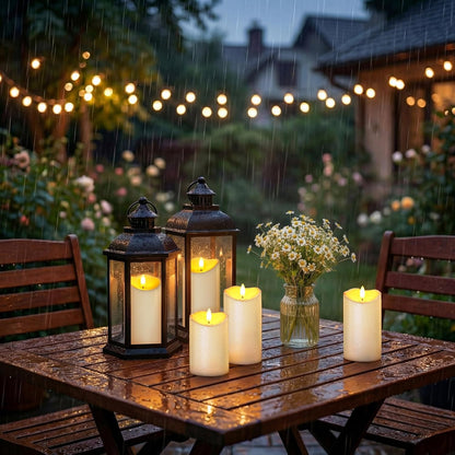 Homemory Dripping Wax Flameless Candles, Battery Operated Candles with Remote Control and Timers, LED Pillar Candles, Electric Fake Candles, 3" x 6", Set of 2