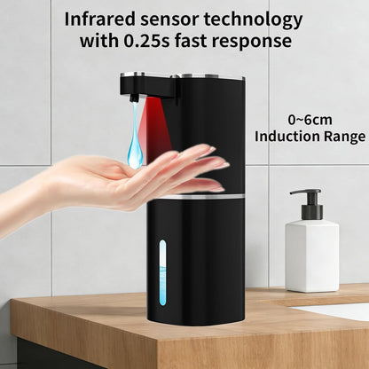 Automatic Foaming Soap Dispenser, Touchless Rechargeable Hand Soap Dispenser, 4 Adjustable Levels, 1200mAh Battery, Large Display, for Kitchen & Bathroom (Black, Foaming)