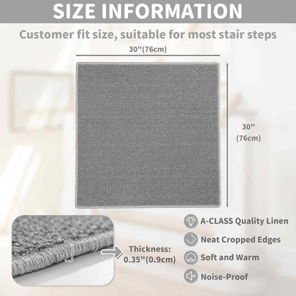 Brakki Bullnose Carpet Stair Treads, Non Slip Stair Treads for Wooden Steps Indoor, Stair Runner, Soft Stair Rugs, Edging Stair Protectors, Washable, 29.5"x9.5"x1.5" 14pcs, Beige