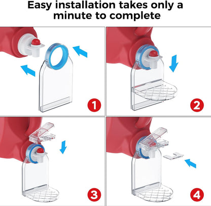 Clear Laundry Detergent Dispenser Cup Holder & Nozzle Force-Saving Switch, Drip Catcher, Soap Dispenser, laundry room organization decor (Clear 2 Pack)