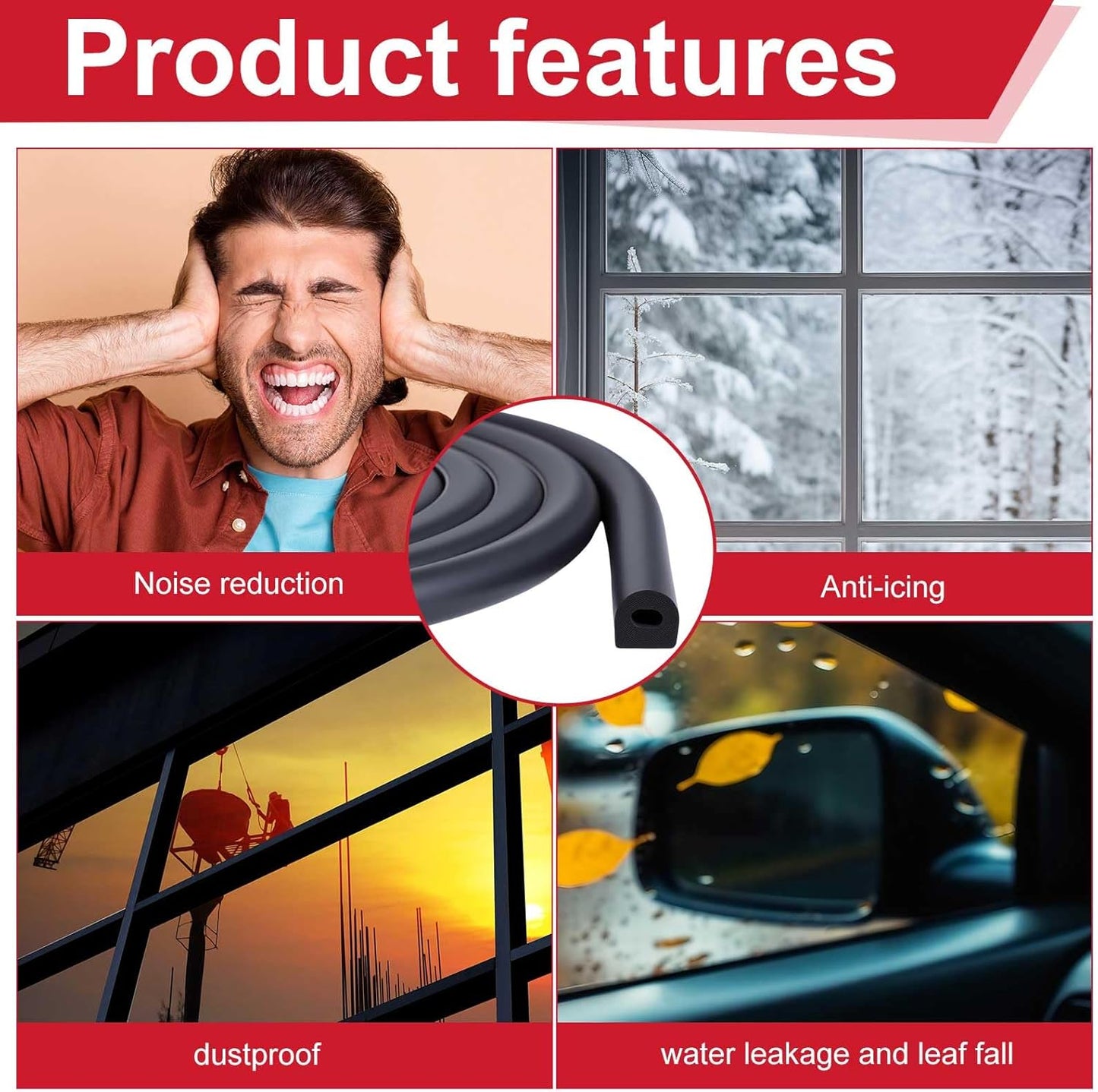 Pangda 13ft Foam Rubber D Shape Seal Strip 1" W x 0.5" H Self Adhesive EPDM Rubber Weather Stripping RV Slide Out Seal Heavy Duty Automotive Weather Stripping for Car Truck RV Boat Home