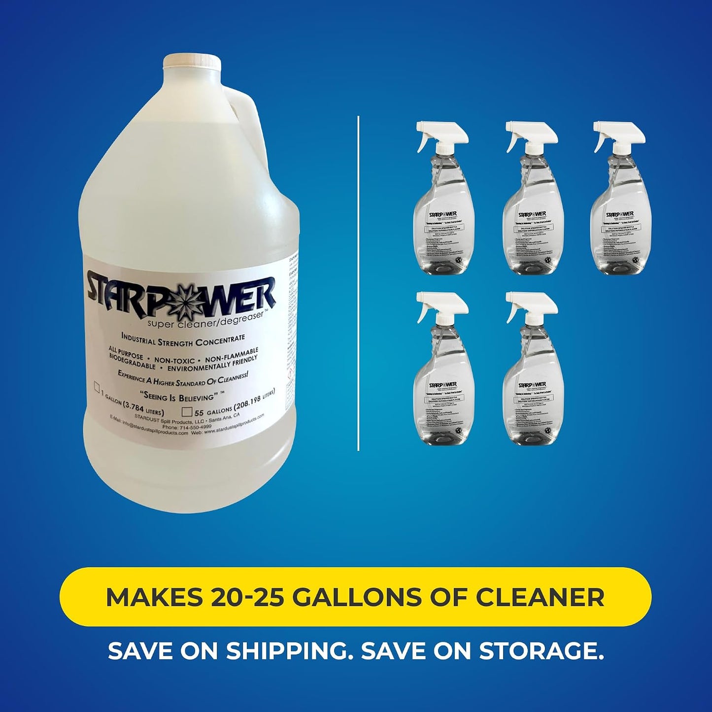STARPOWER SUPER CLEANER/DEGREASER Concentrate - Heavy Duty Multi Surface Grease, Oil, Grime Remover, 1 Gallon