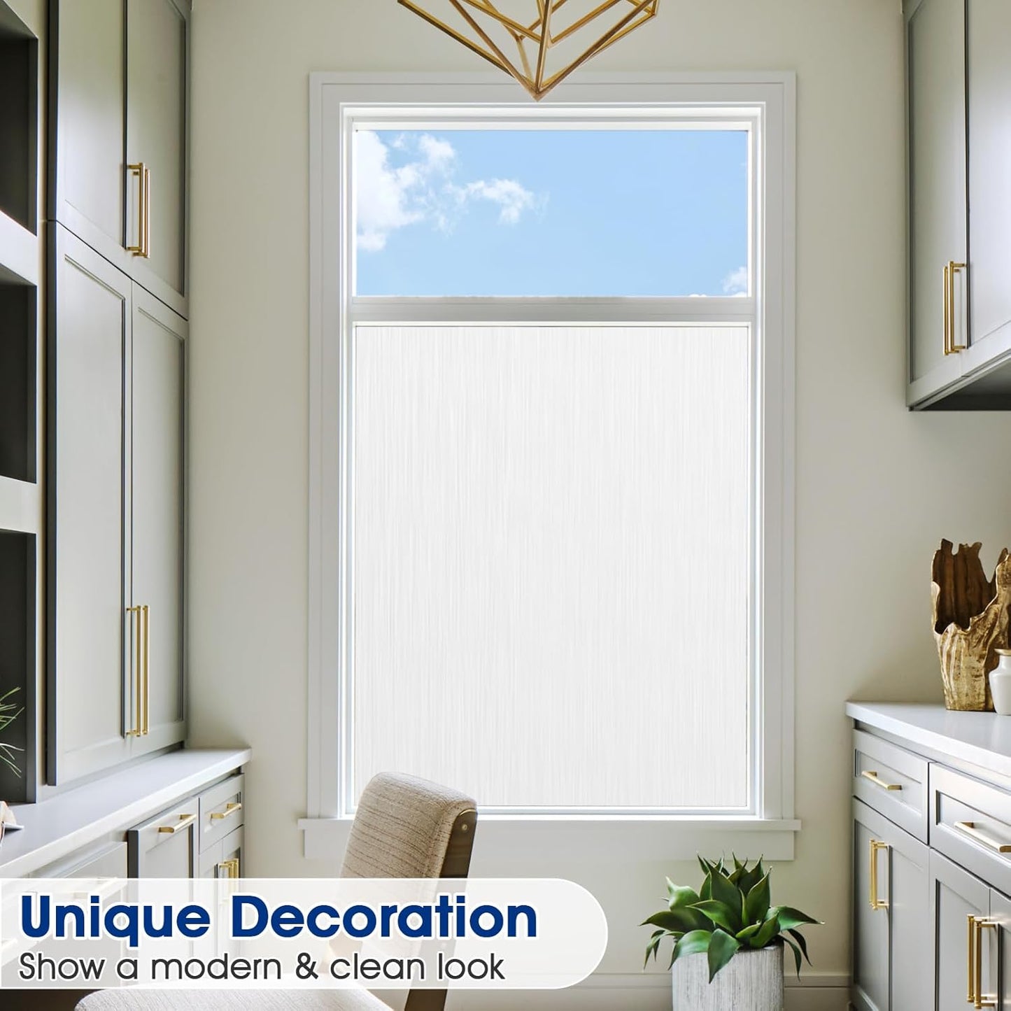 Frosted Window Privacy Film - Brushed Silver Static Cling Glass Film for Bathroom, Day and Night Door Privacy Film Window Cover to Stop Dog Barking, 17.5x78.7 Inch, Pure