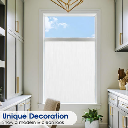 Frosted Window Privacy Film - Brushed Silver Static Cling Glass Film for Bathroom, Day and Night Door Privacy Film Window Cover to Stop Dog Barking, 17.5x78.7 Inch, Pure