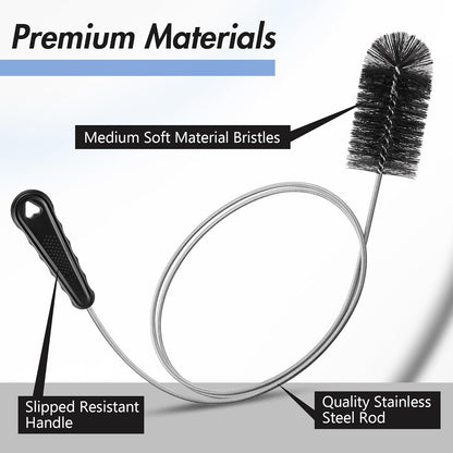3 Pcs Condensate Trap Flexible Drain Brush, 48 Inch AC Drain Line Cleaning Brush for AC & HAVC Condensate P Trap, Black