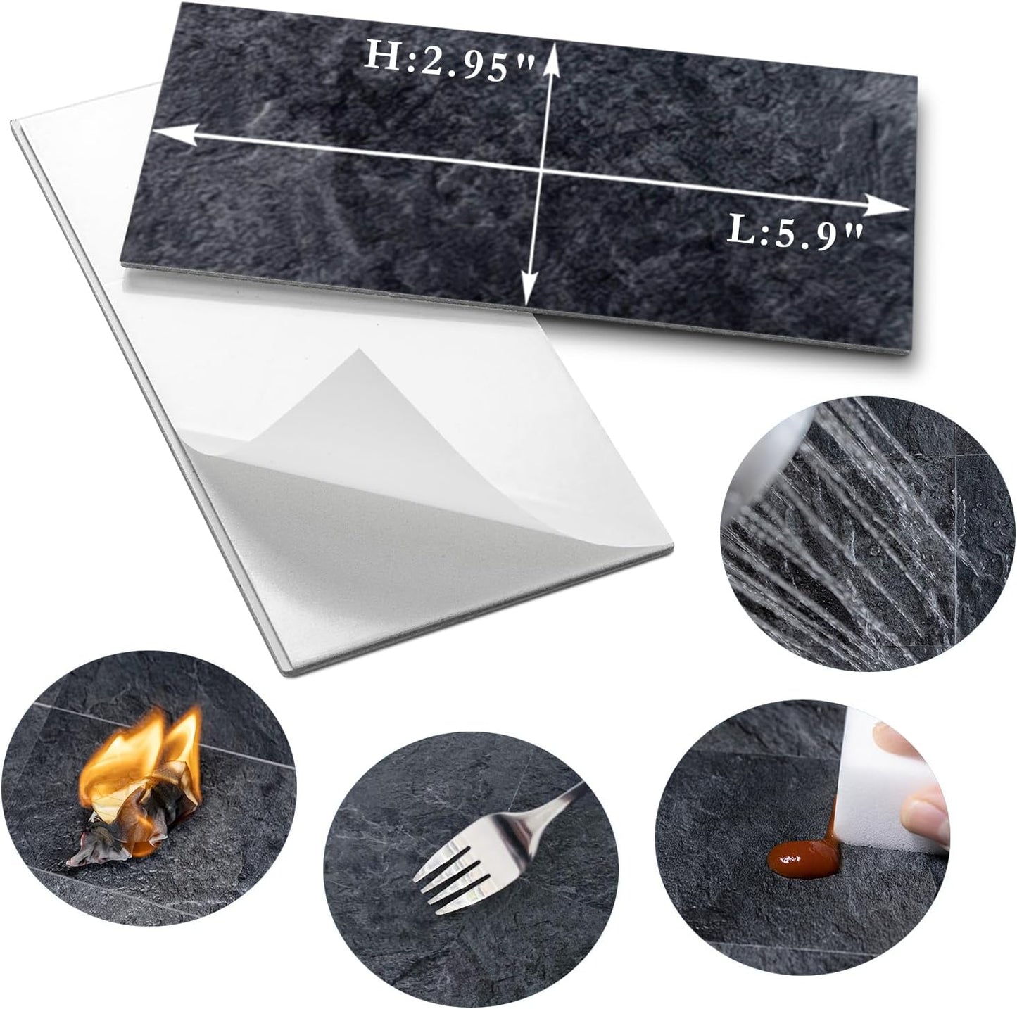 AULIGET 100 Piece Rust Slate Peel and Stick Backsplash Wall Tiles, 3" x 6" PVC Faux Stone Stick on Tiles for Backsplash Kitchen, Bathroom, Laundry Room, Camper, Fireplace