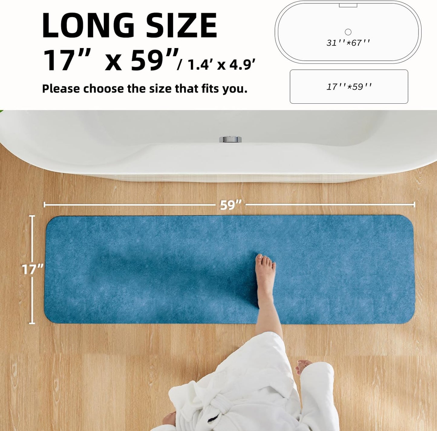 TYUU Bath Mat, Bathroom Rugs Non Slip Washable Thin Absorbent Quick Dry Bath Mat Fits Under Door Bathroom Floor Mat Perfect for Bath, Shower, or Sink 16"x24" Dark Grey