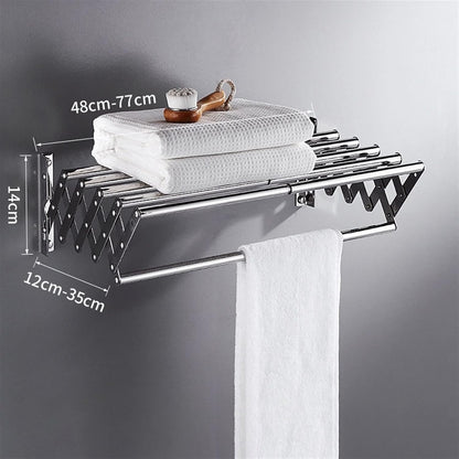 Expandable Wall Mounted Folding Clothes Horse Dryer Rack Retractable Laundry Drying Rack Clothes Airers Washing Line Indoor Towel Hooks Elegant70Cm,40cm