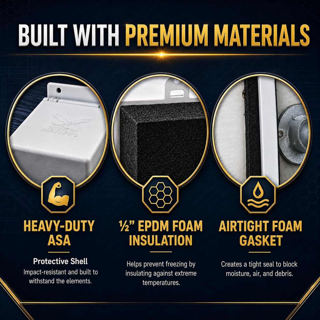 The Hawk Permanent Faucet Cover - All-Season Hard Shell, Foam Rubber Insulated Spigot Protector for Any Building Material, Fits Standard 1/2 & 3/4-Inch Hose Bibs, Includes Mounting Hardware