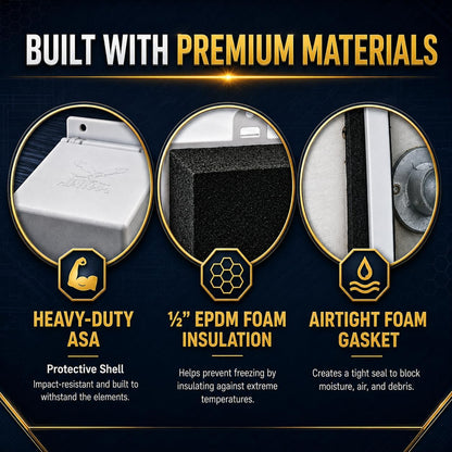 The Hawk Permanent Faucet Cover - All-Season Hard Shell, Foam Rubber Insulated Spigot Protector for Any Building Material, Fits Standard 1/2 & 3/4-Inch Hose Bibs, Includes Mounting Hardware