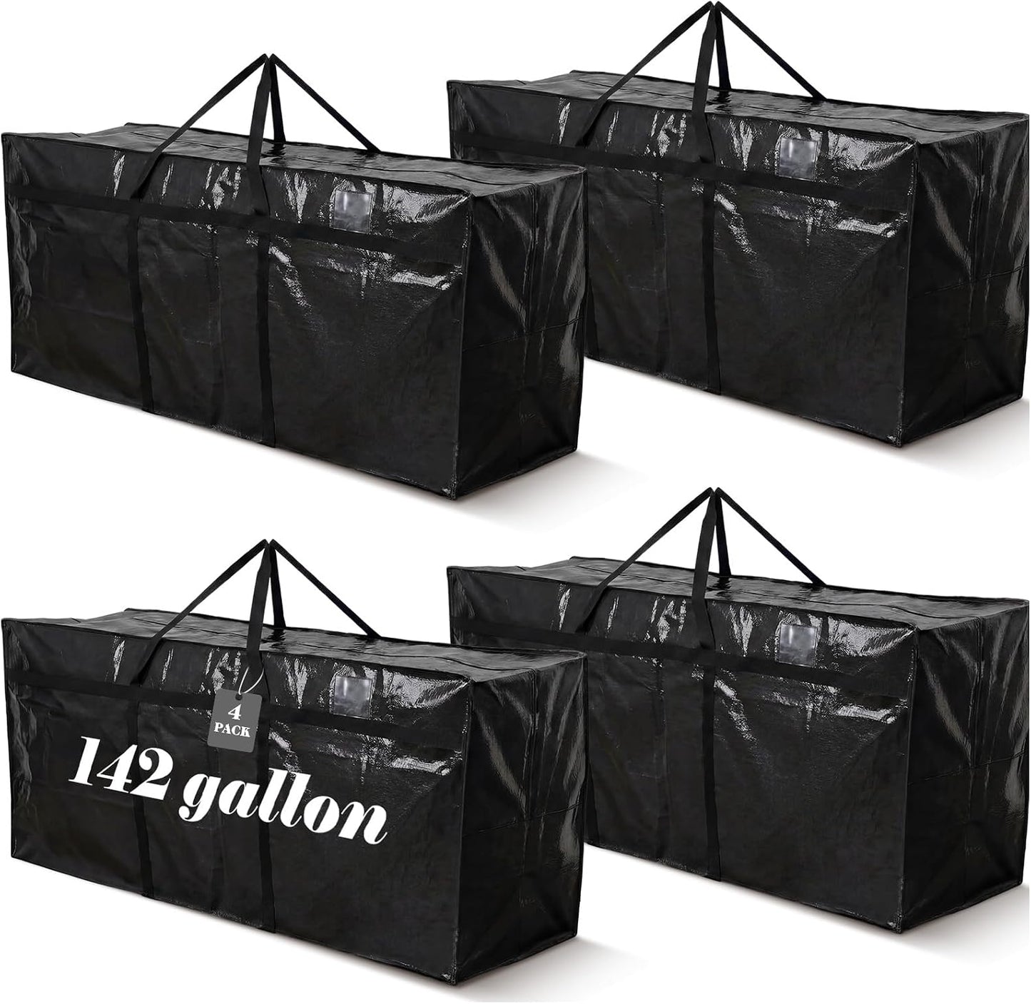 Windyun 4 Pack 57 Gallon Extra Large Moving Bags XXL Heavy Duty Storage Bag with Strong Zipper Handle Jumbo Big Tote Box Foldable for College Dorm Travel Clothes Duffle Blanket Pillow(Red)
