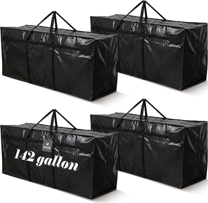 Windyun 4 Pack 57 Gallon Extra Large Moving Bags XXL Heavy Duty Storage Bag with Strong Zipper Handle Jumbo Big Tote Box Foldable for College Dorm Travel Clothes Duffle Blanket Pillow(Red)