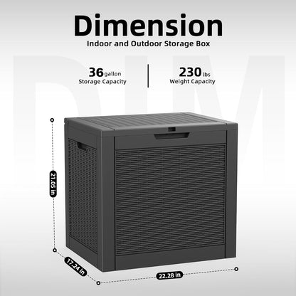Vixzen 55 Gallon Deck Boxes Outdoor Waterproof, Lockable Resin Storage Box with lid for Furniture Cushions, Weatherproof Containers Outside Storage Boxes for Garden Patio Pool Tools(Black, 55 Gallon)