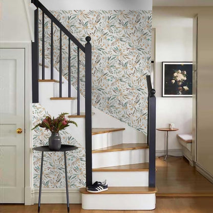 MuralPeel White/Pink/Gold Floral Garden Black Blue Flowers Vintage Peel and Stick Wallpaper Self Adhesive Removable Easy Peel Off Contact Paper Stick on Wall Paper for Bedroom Cabinet Renter Friendly