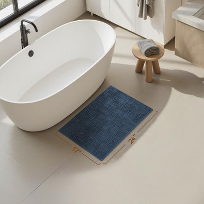 AMOAMI Bath Mat Non Slip Super Absorbent Quick Dry Bath Mats for Bathroom Floor Rubber Backing Washable Bathroom Rugs Modern Woven Jacquard Mat, Beside Tub Bath Rugs, 17" x 24", LightGrey