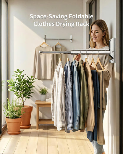 BaiNong Pull Out Wall Mounted Clothes Drying Rack Black 13" Foldable | Laundry and Drying Solutions for Small Spaces Easy to Install