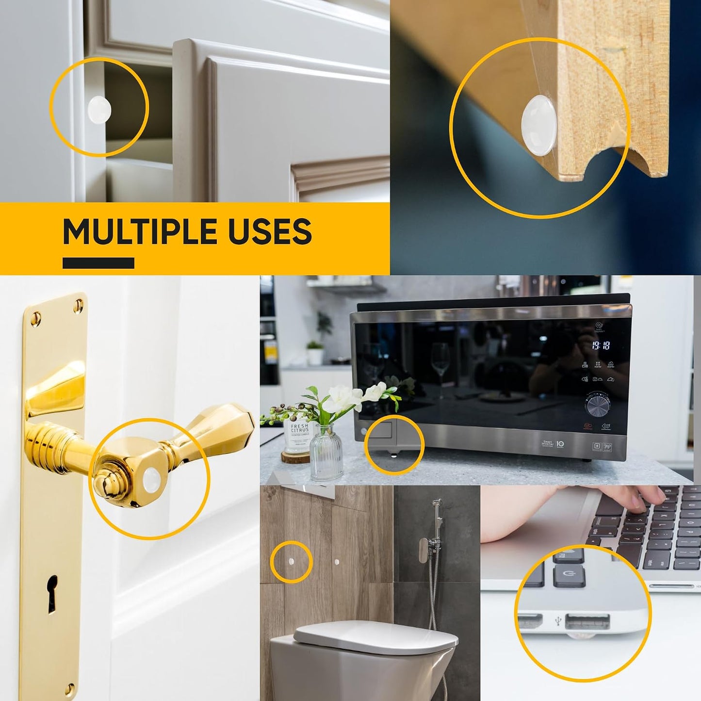 128 Clear Cabinet Bumper Pads – Self-Adhesive Silicone Set with 5 Unique Shapes for Doors, Drawers & Furniture – Premium Sound Dampening Pads for Surface Protection
