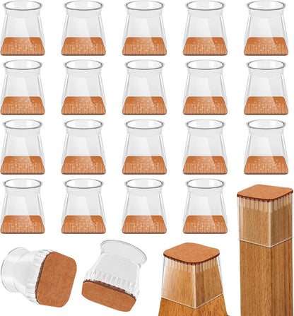 Chair Leg Floor Protectors, 24 Pack Silicone Furniture Pads for Hardwood Floors, Anti-Scratch Furniture Sliders Felt Pads, Noise-Reducing Chair Feet Covers, Table Legs Fit Sizes to(1.3" to 1.97")