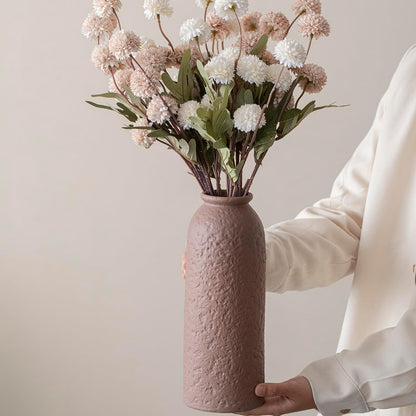 Ceramic Vase Set-3, Small Flower Vases for Decor, Modern Boho Farmhouse Style, Decorative Vases for Pampas Grass & Dried Flowers, Distressed Finish (Beige)