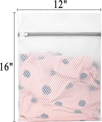 Muchfun 3Pcs Durable Diamond Mesh Laundry Bags for Delicates 12 x 16 Inches | (3 Medium)