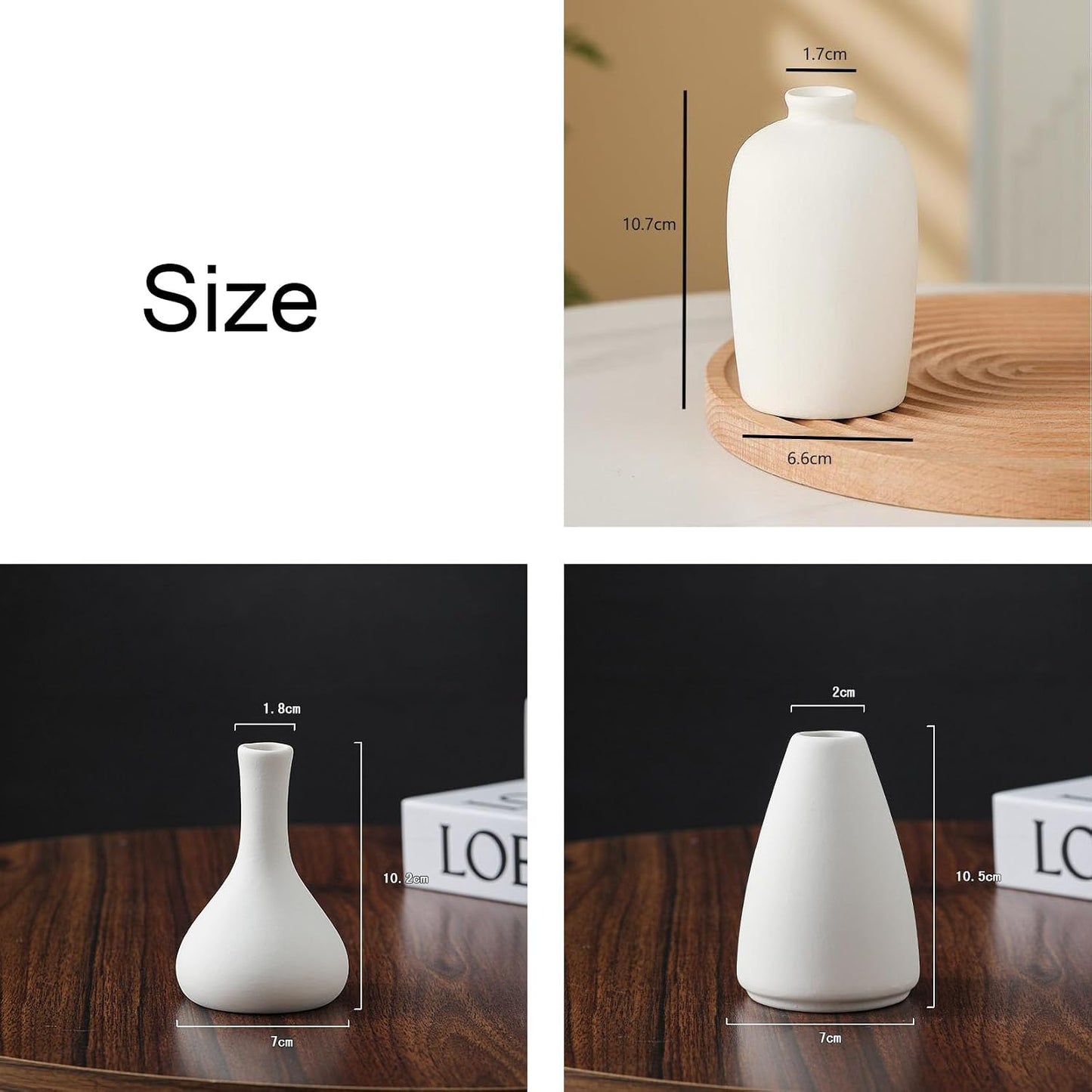 Daittin Small Ceramic Vase Set, Mini Flower Vases for Home Decor, Aesthetic Table Centerpieces for Living Room Bedroom Bathroom Shelf (Style-5)