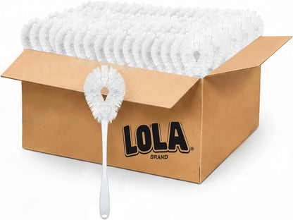 LOLA Toilet Bowl Brush w/Curved Head, Coated Wire, Durable Poly Bristles, Reaches Under Toilet Bowl Rim, 1 Pack