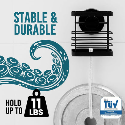TAILI Upgraded Bathroom Mirror Suction Cup Toothbrush Holder with Razor Hook, Visible Safety Indicator, Large Capacity Inverted Trapezoid Design, Removable Shower Caddy for Toothbrush, Toothpaste, etc