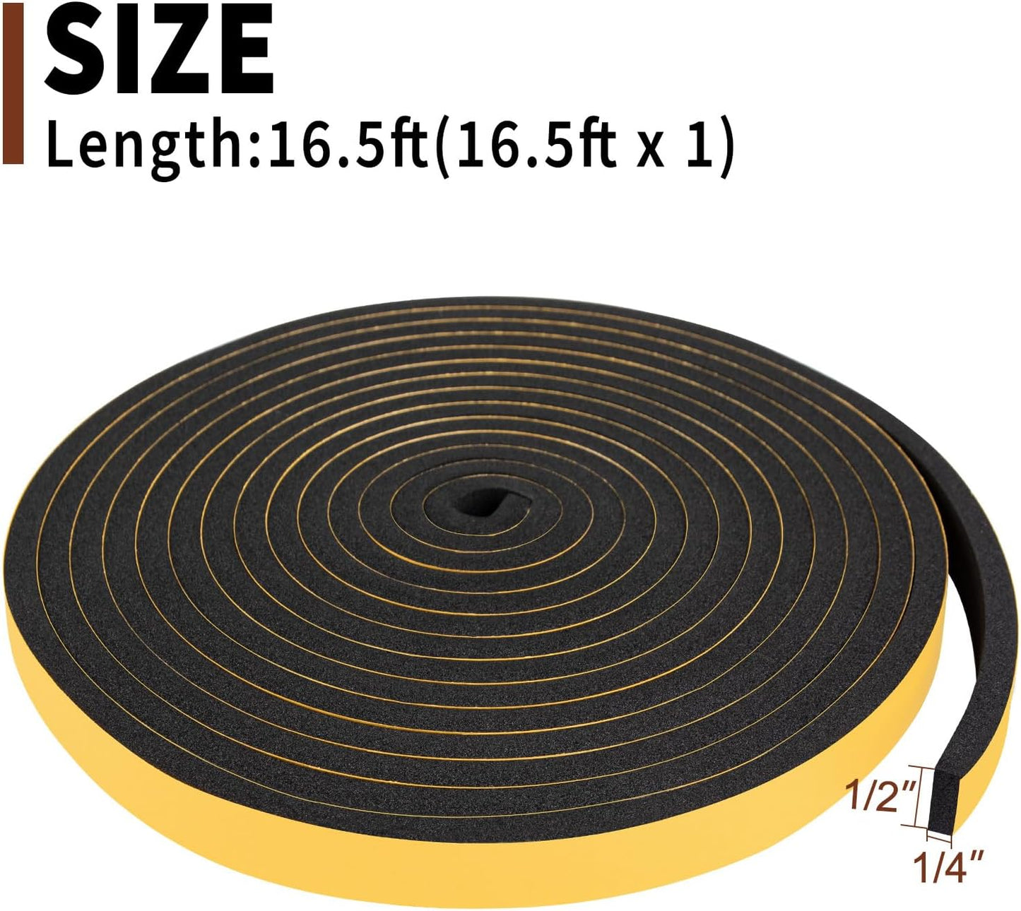 Yotache Self Adhesive Foam Gasket Tape 1/2" W X 1/2" T (New Adhesive Craft) for Doors Soundproofing Weather Seal Strip Insulation, 13 Ft Length