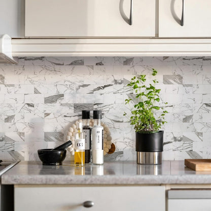 STICKGOO 10-Sheet Subway Tile Peel and Stick Backsplash, Seamless Design Polished Eurasia Beige Kitchen Backsplash Wall Tiles, Glossy Surface Waterproof Stick on Tile for Bathroom, RV, Fireplace