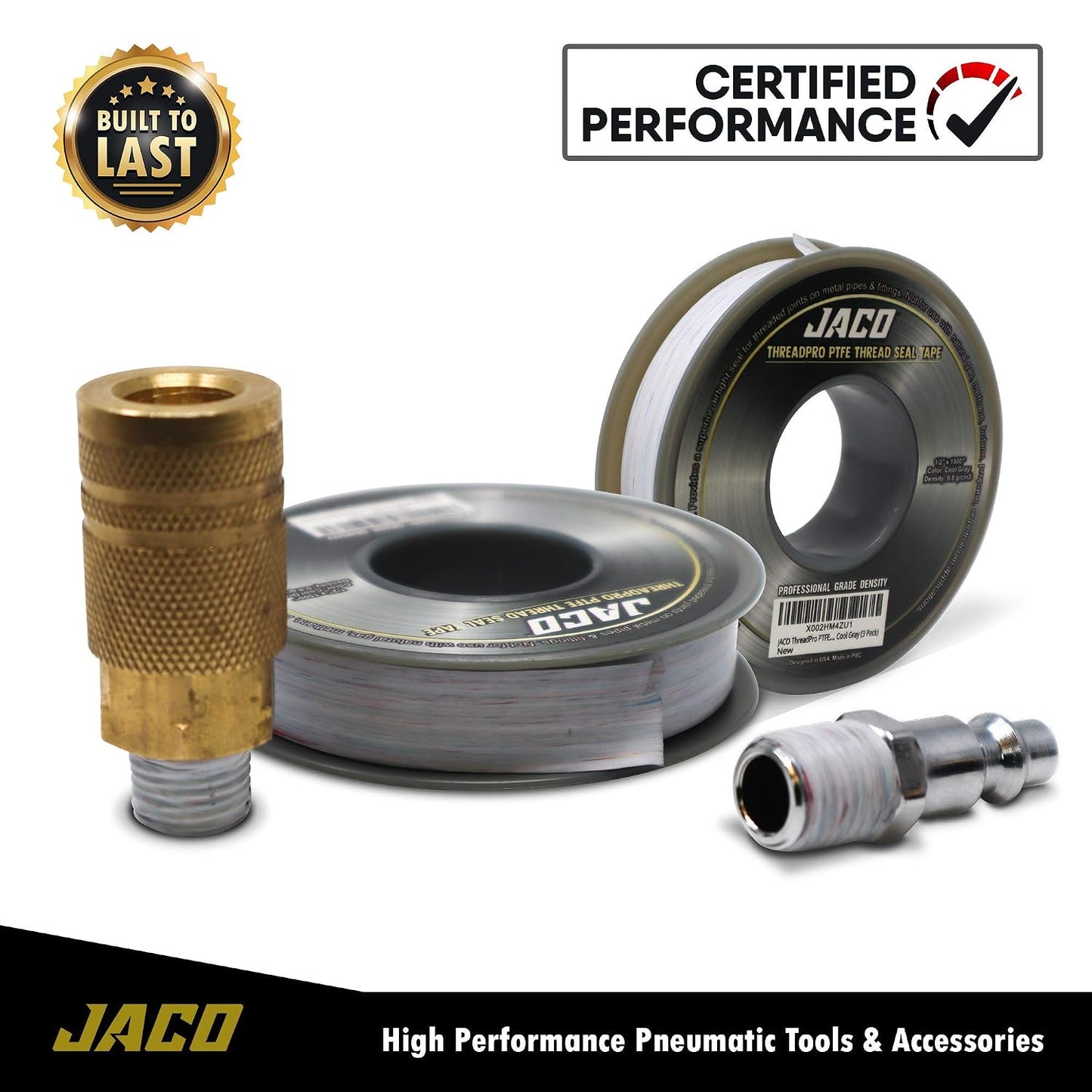 JACO ThreadPro High-Density Thread Seal Tape - 1/2" x 125 ft. (Mega Roll) | Professional PTFE Pipe Sealant | Plumbers Tape