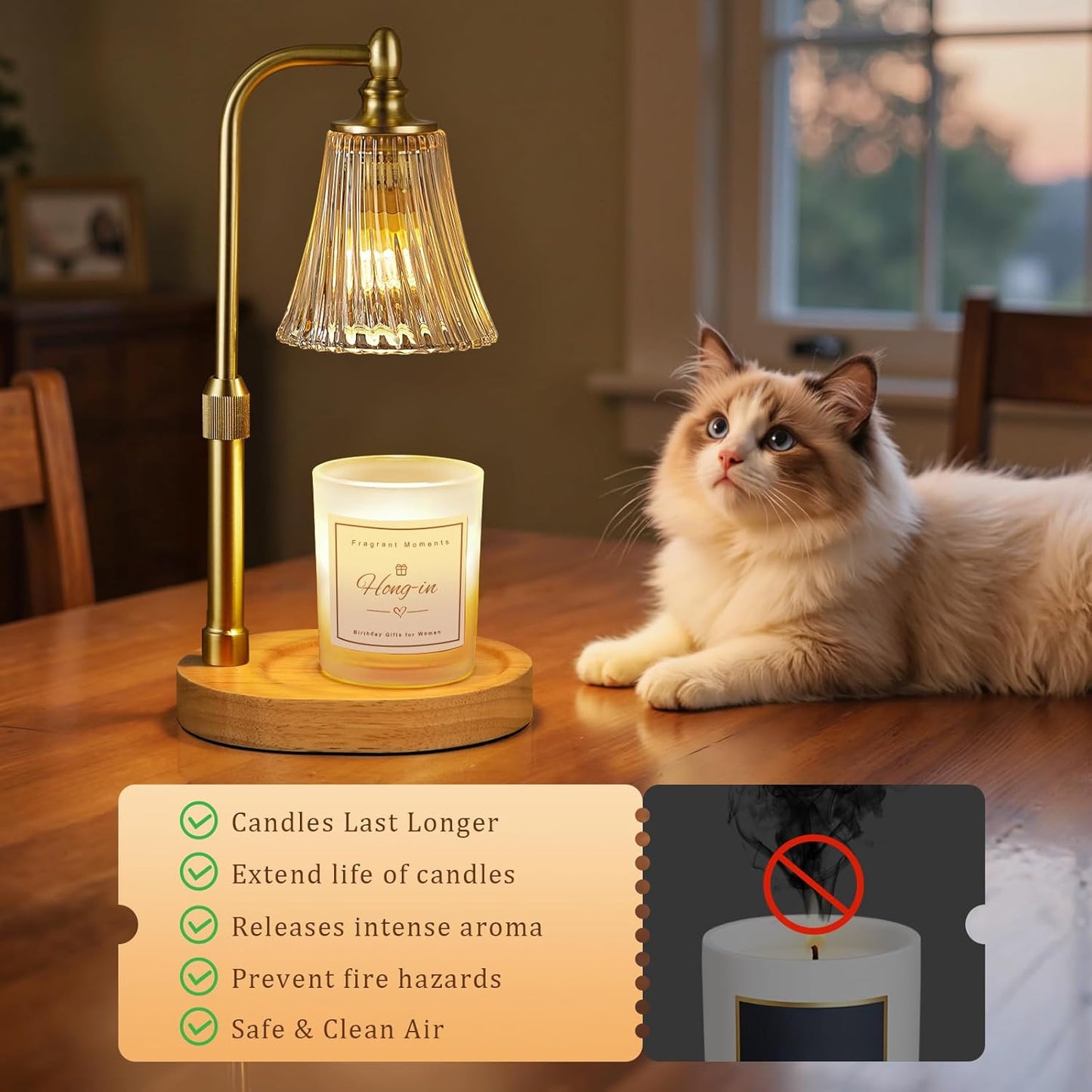 Candle Warmer Lamp with Timer Dimmable,Birthday Gifts for Women Mom Sister,Adjustable Height Wax Melt Warmer for Jar Candles,House Warming Gifts New Home,Ideal for Office,Dorm,Bedroom Home Decor