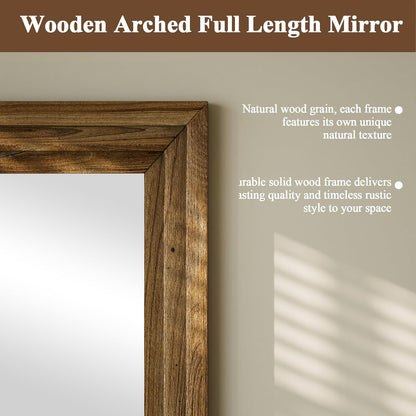 XRAMFY Full Length Mirror 65" x 22", Large Floor Mirror with Solid Wood Frame, Rectangular Style, Freestanding Wall Mounted or Leaning for Bedroom Living Room Entryway, Brown