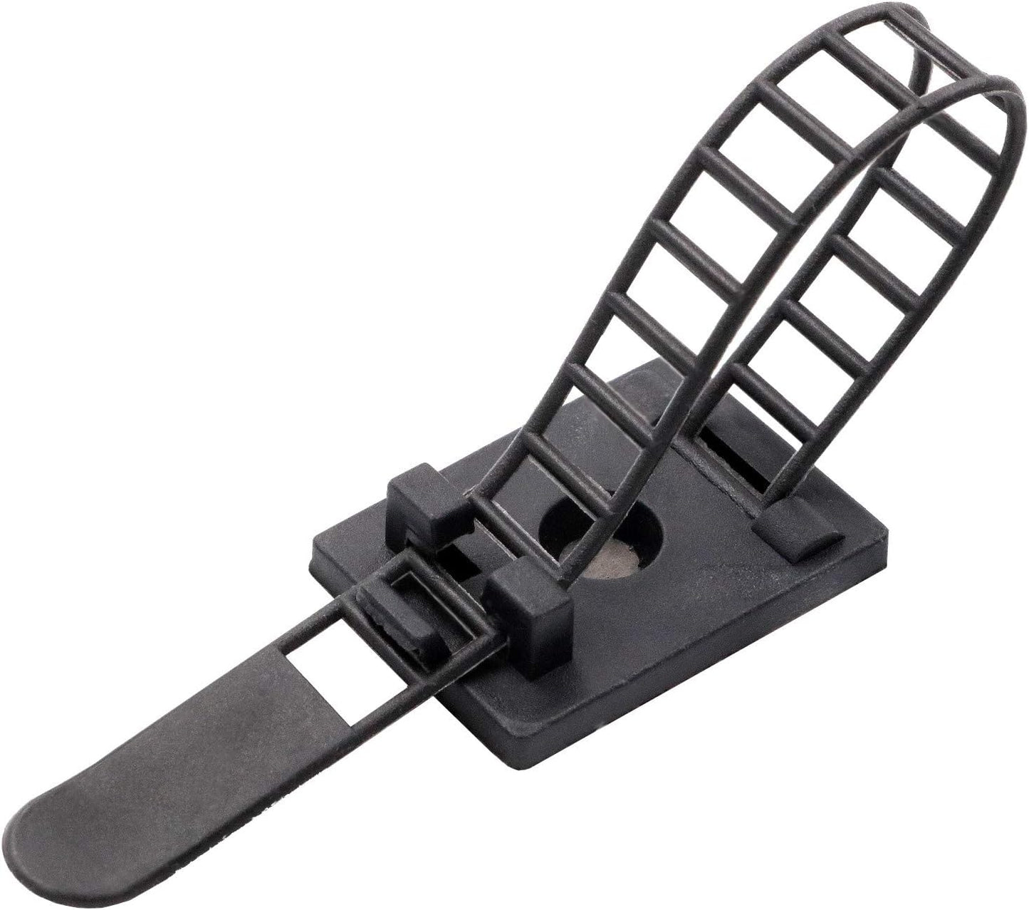 Cable Clips 3M Adhesive, Multipurpose Wire Clamps for Cable Management and Cable Runs - 50 Pack Black Bundled with 10 Reusable Cable Ties