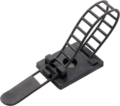 Cable Clips 3M Adhesive, Multipurpose Wire Clamps for Cable Management and Cable Runs - 50 Pack Black Bundled with 10 Reusable Cable Ties
